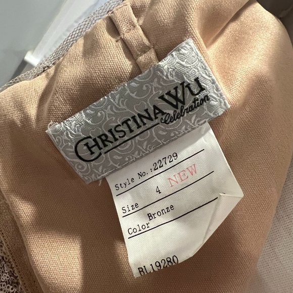 Sparkly Bronze Sequin Gown by Christina Wu - Picture 5 of 5